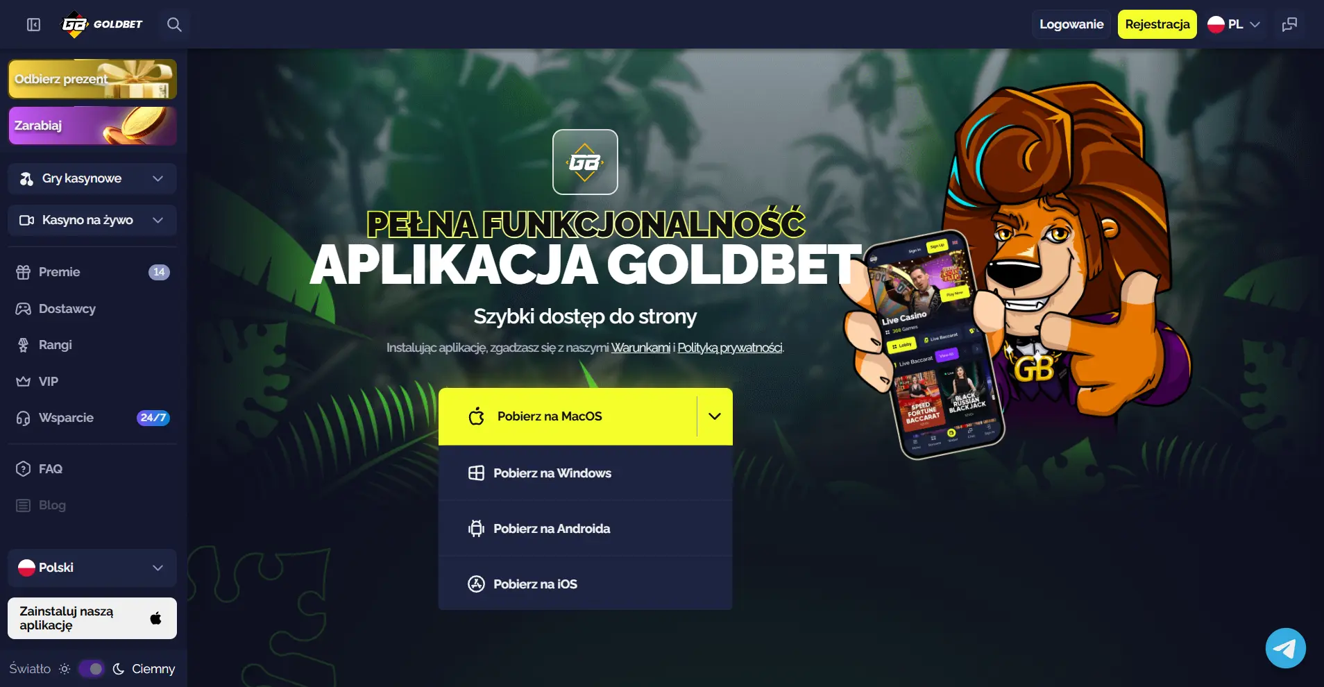 Wersja mobilna i aplikacja Goldbet